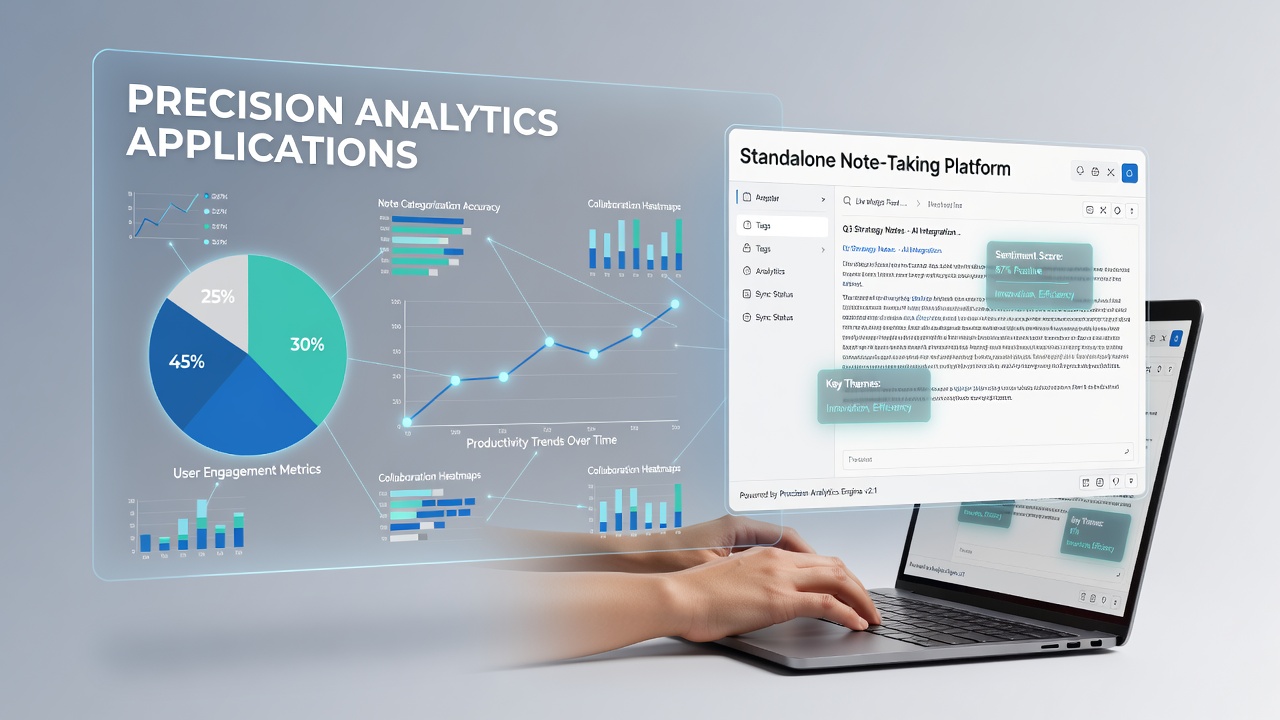 Detailed analytics graphs tracking note organization patterns over time in a web-based service
